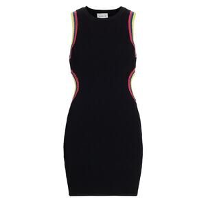 Milly Ribbed Black Crochet Cutout Minidress Size XS P